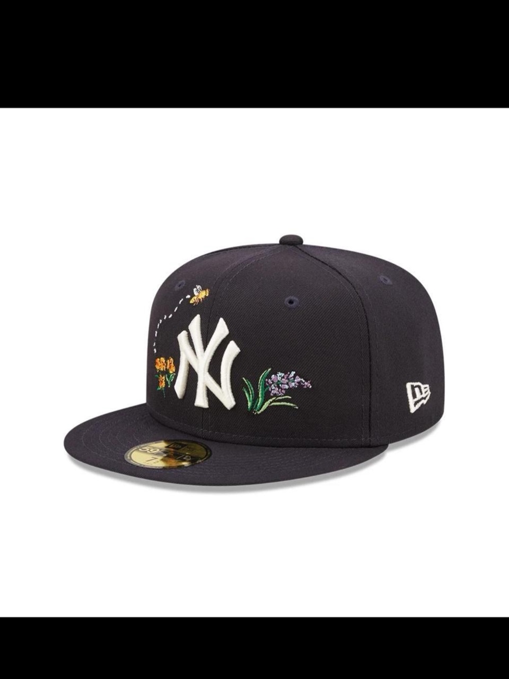NWT New Era New York Yankees watercolor floral brim fitted hat cap navy. 71/4